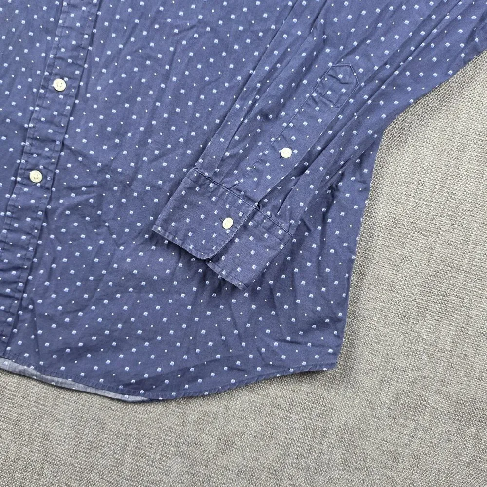 Polo Ralph Lauren Button Down Shirt Mens XL Navy Geometric Print Long Sleeve